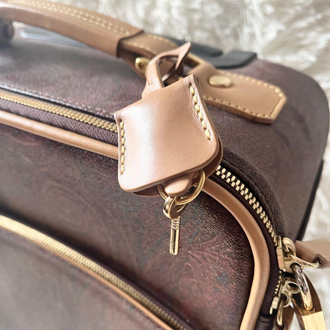 未使用級✨ETRO エトロ　キャリーケース　ペイズリー　ブラウン　レザー