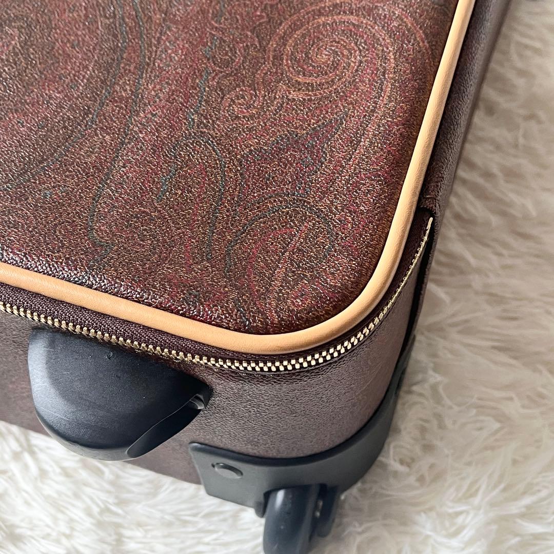 未使用級✨ETRO エトロ　キャリーケース　ペイズリー　ブラウン　レザー
