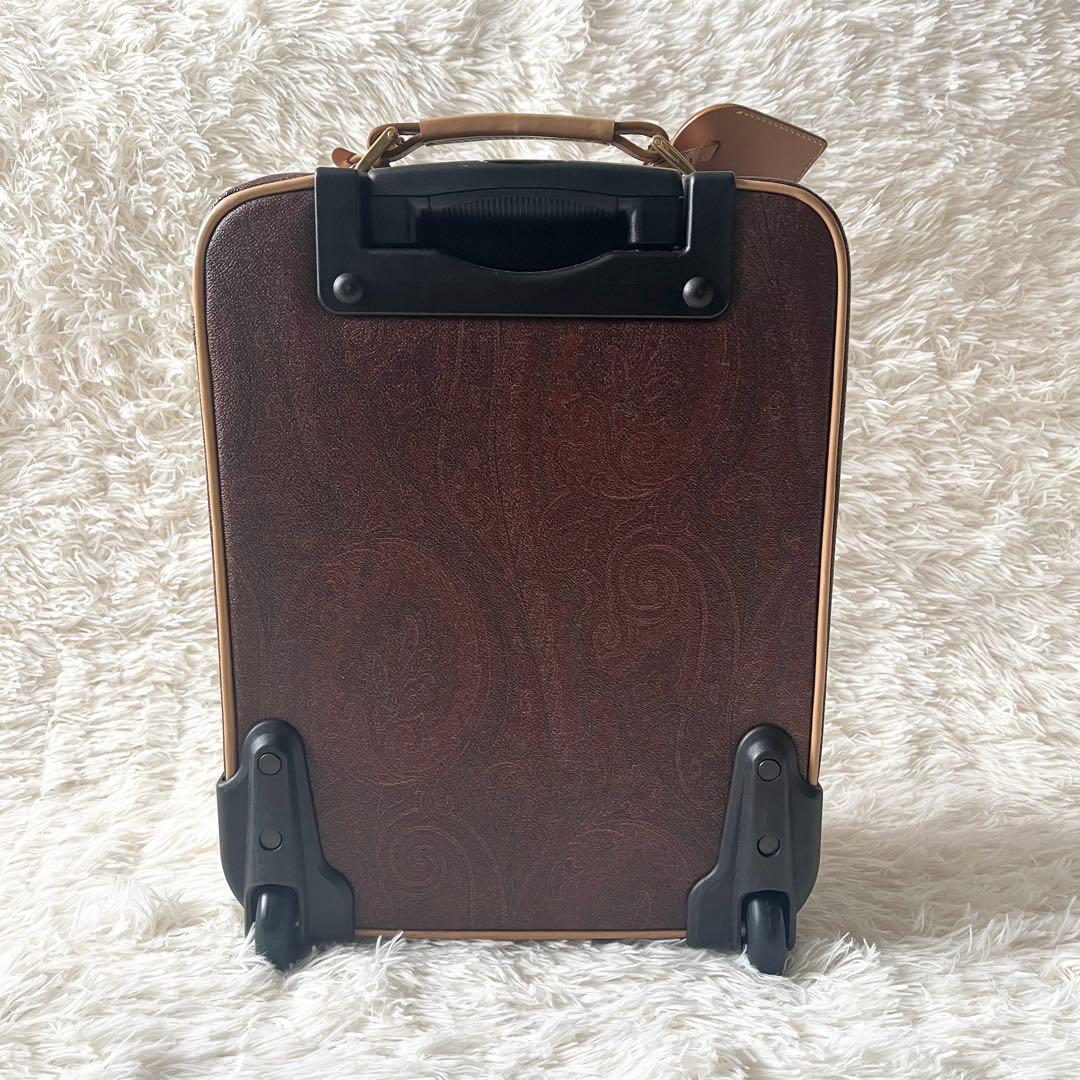 未使用級✨ETRO エトロ　キャリーケース　ペイズリー　ブラウン　レザー