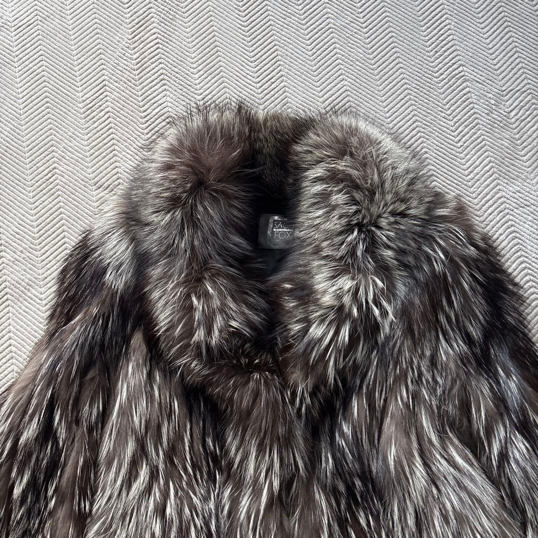 最高級　【シルバーフォックス】美品　サガフォックス　銀タグ　毛皮　ジャケットM