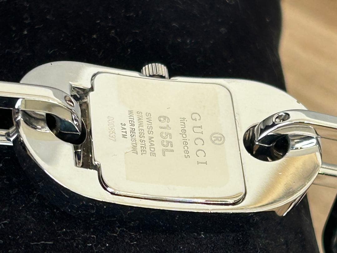 GUCCI グッチ 6155L 黒文字盤 シルバー稼働品チェーンブレスウォッチ