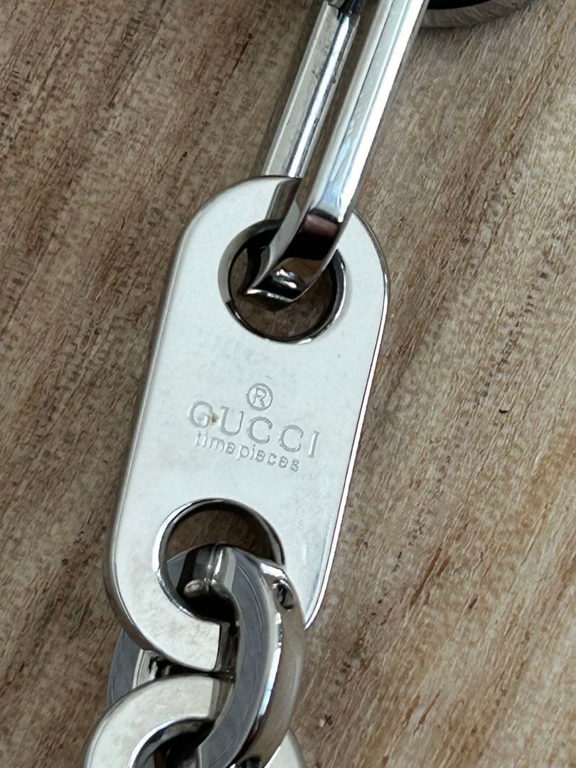 GUCCI グッチ 6155L 黒文字盤 シルバー稼働品チェーンブレスウォッチ