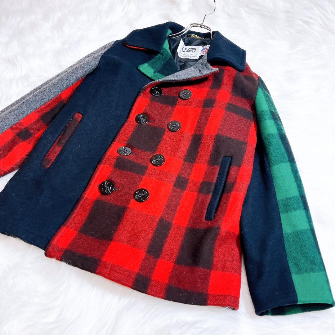 SCHOTT BROS クレイジーパターンPコート SIZE 38 マルチカラー