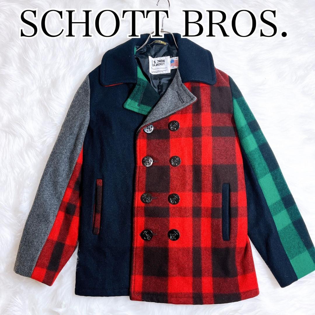SCHOTT BROS クレイジーパターンPコート SIZE 38 マルチカラー