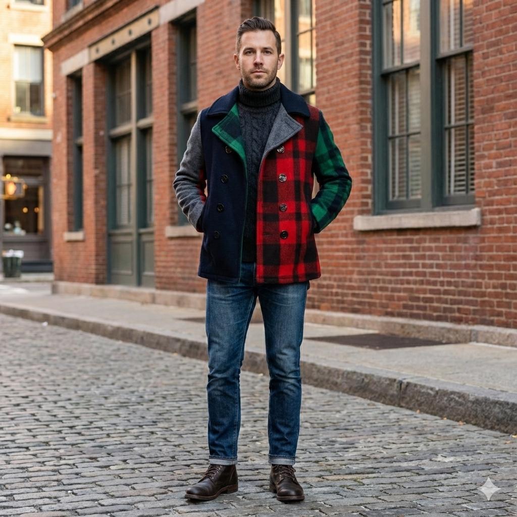 SCHOTT BROS クレイジーパターンPコート SIZE 38 マルチカラー