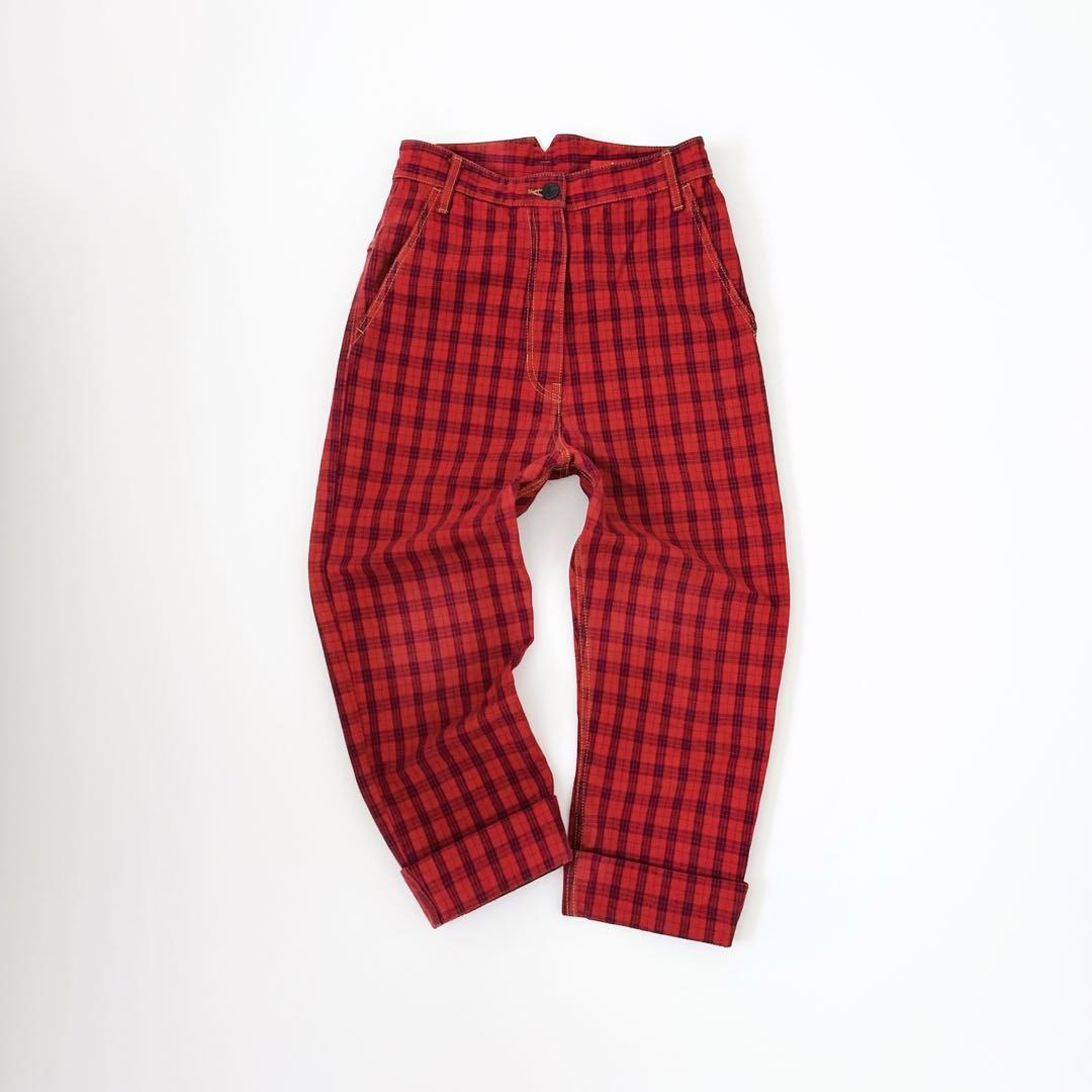 ヴィヴィアンウエストウッド　ビッグタックトラウザー　チェック　オーヴ　パンツ