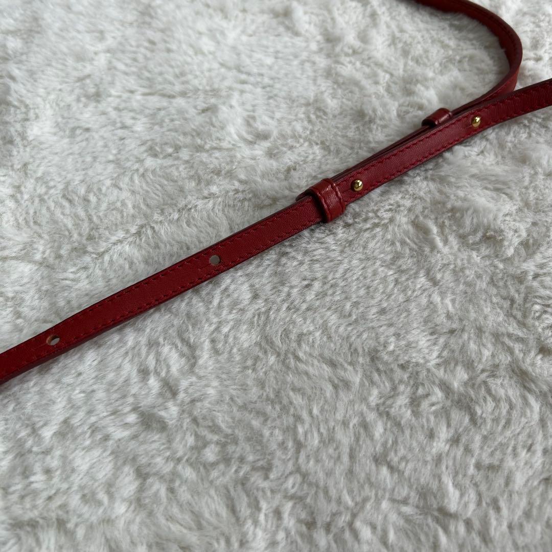 美品✨　CELINE トリオ　本革　ショルダーバッグ　旧ロゴ　赤