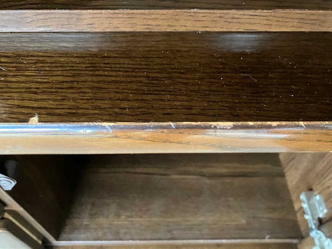 回転扉付き食器棚 飾り棚 ダークブラウン