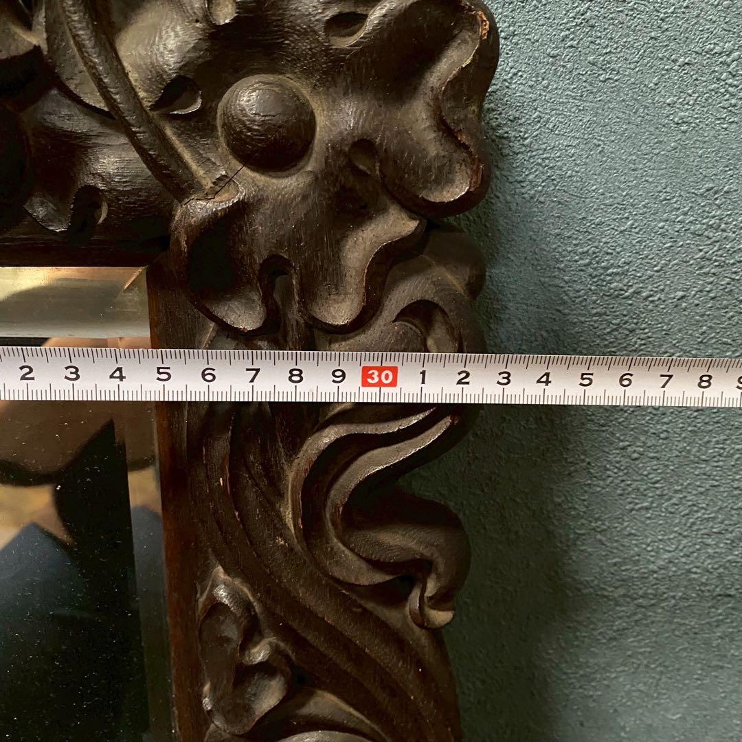 qp＊木製 ウォールミラー 壁掛け 鏡 インテリア 昭和レトロ 当時物