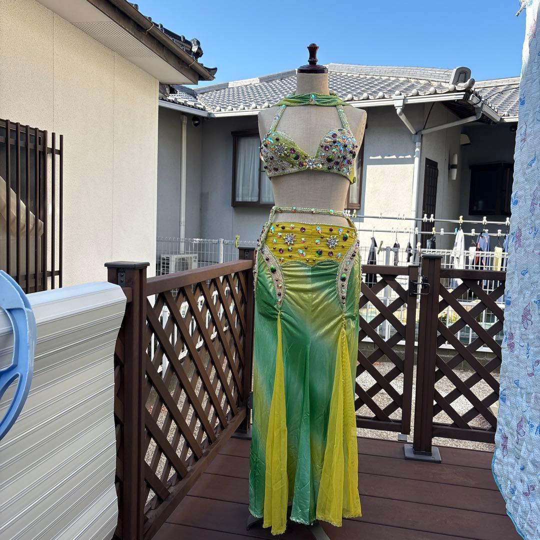 ベリーダンス セットアップ 緑と黄色