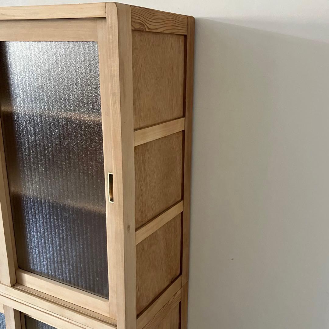 レトロ　アンティーク　古道具　古家具　剥離家具　ストリップド　食器棚　ガラス棚