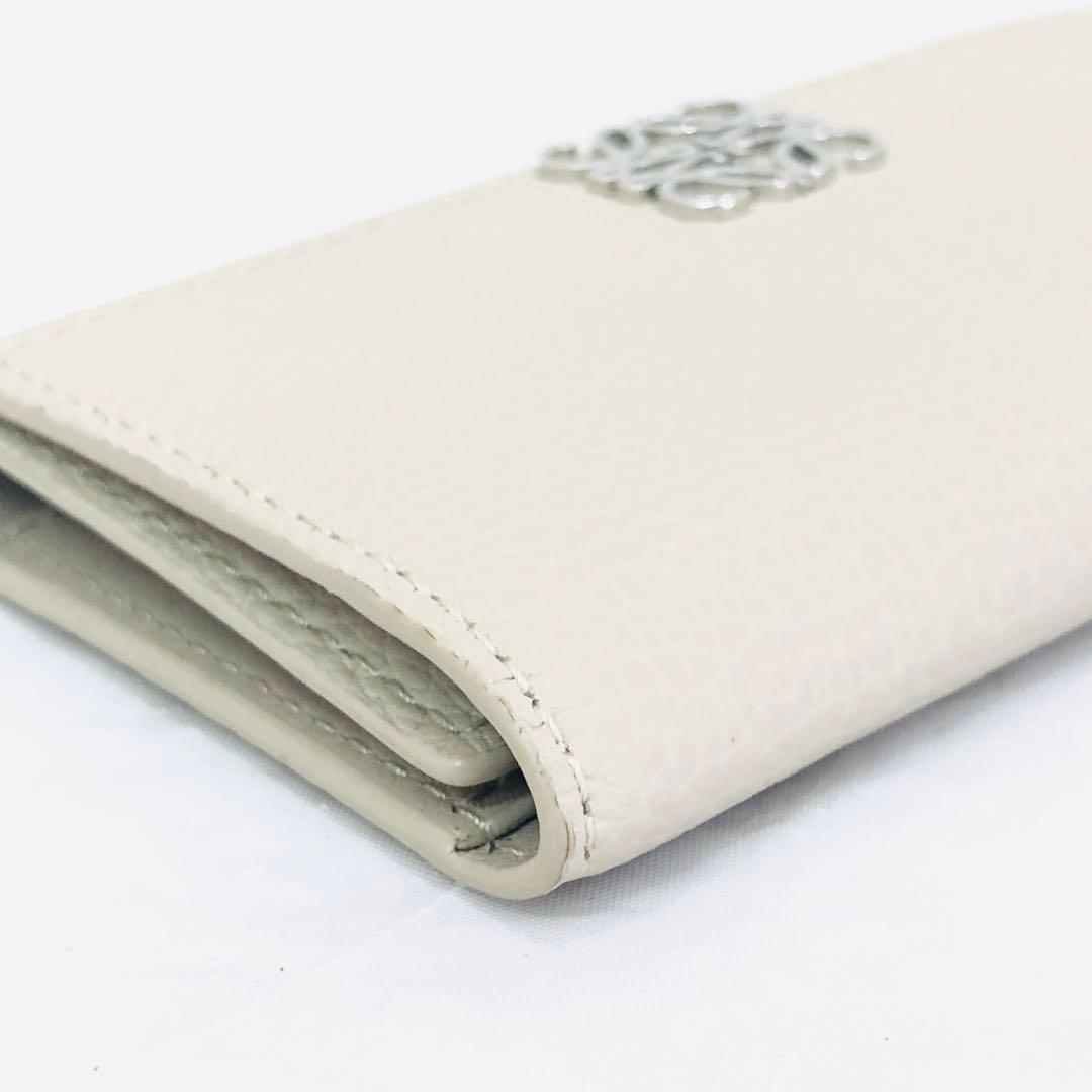 未使用品近い 極美品 ロエベ レザー 6連 キーケース アナグラム ライトグレー