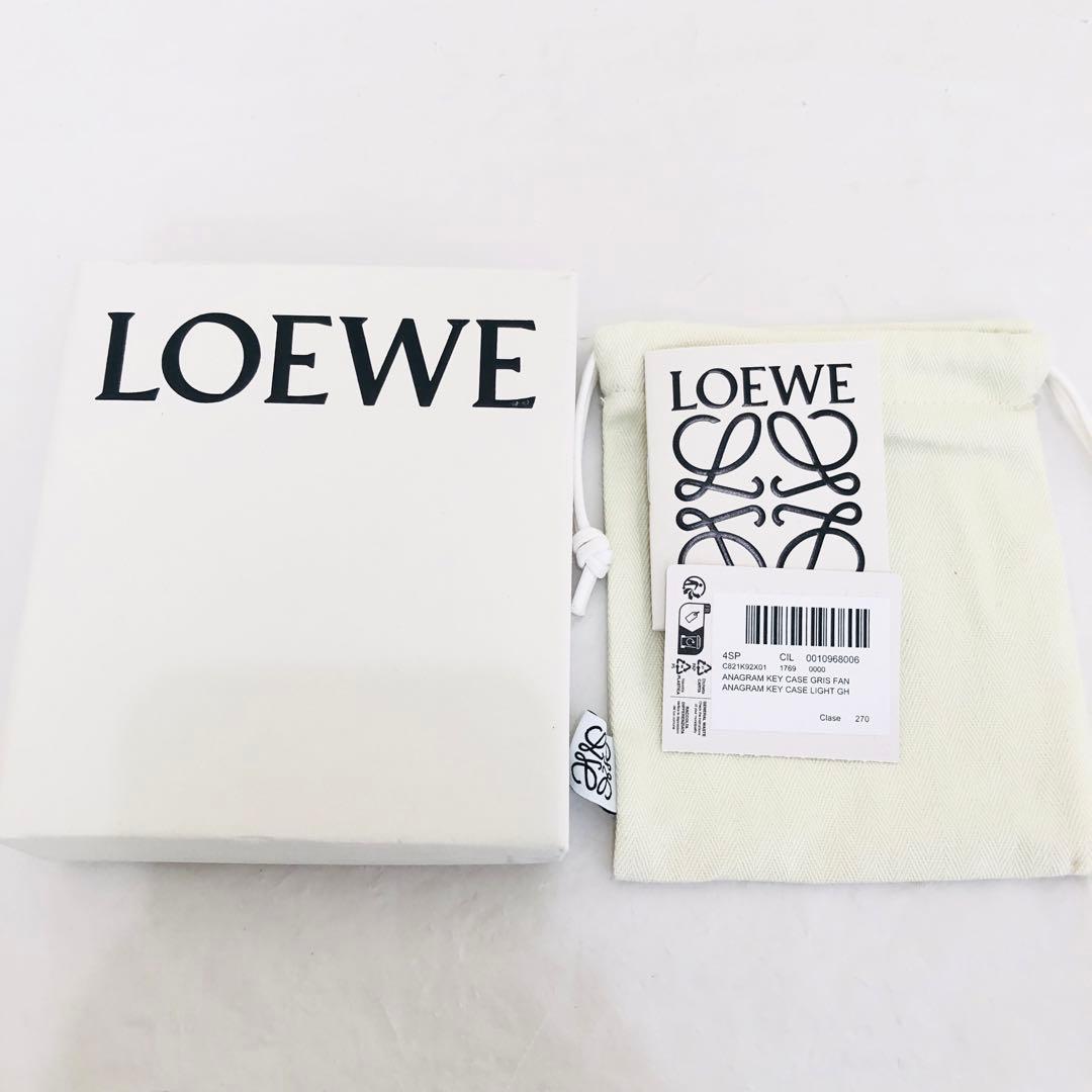未使用品近い 極美品 ロエベ レザー 6連 キーケース アナグラム ライトグレー
