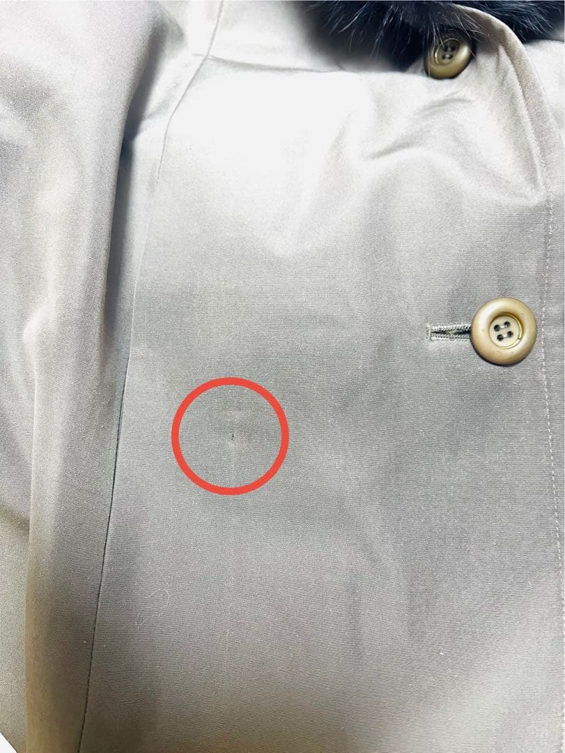 シルク フォックス ロングコート グレージュ Ｌサイズ