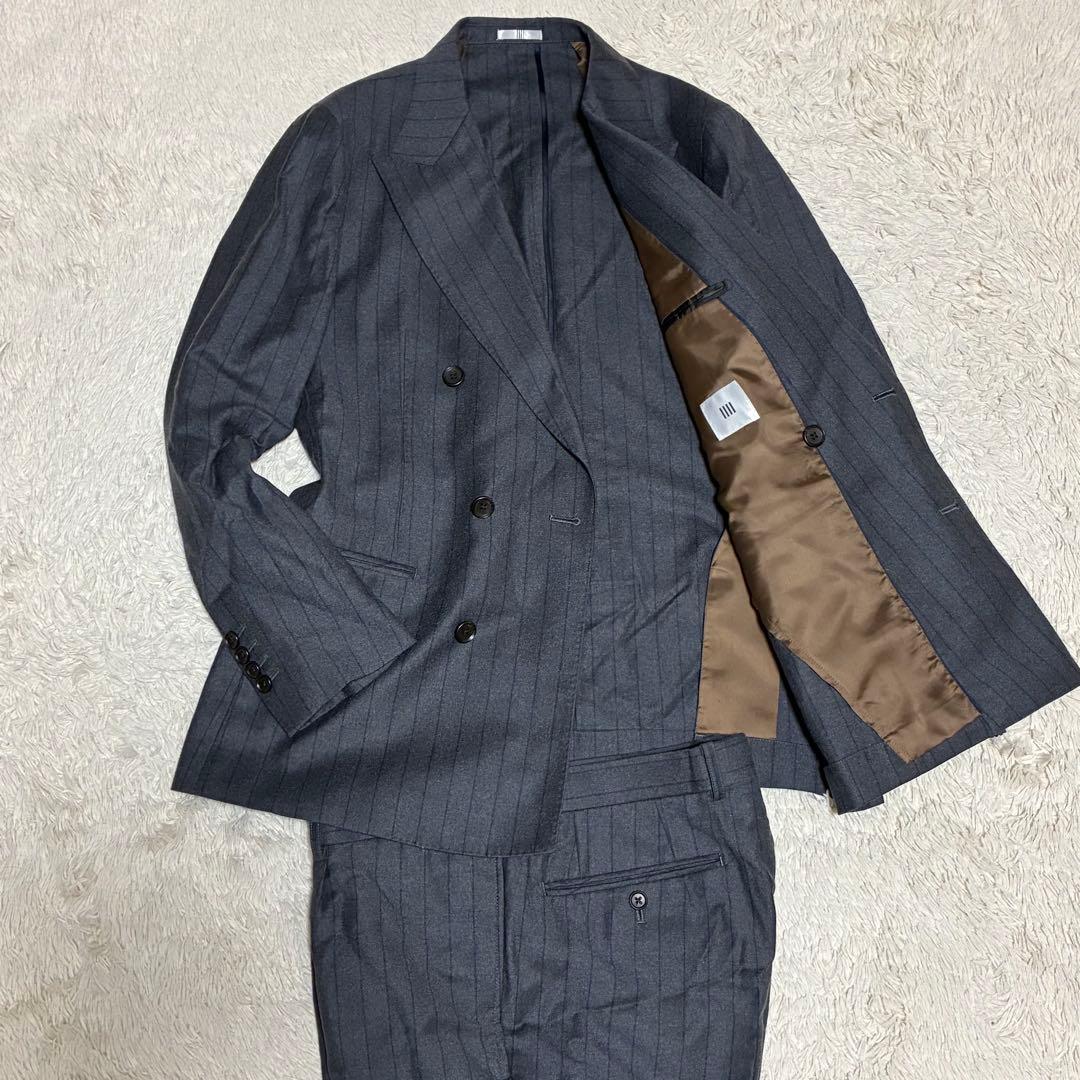 SUIT SELECT marzotto super100's グレー ダブル