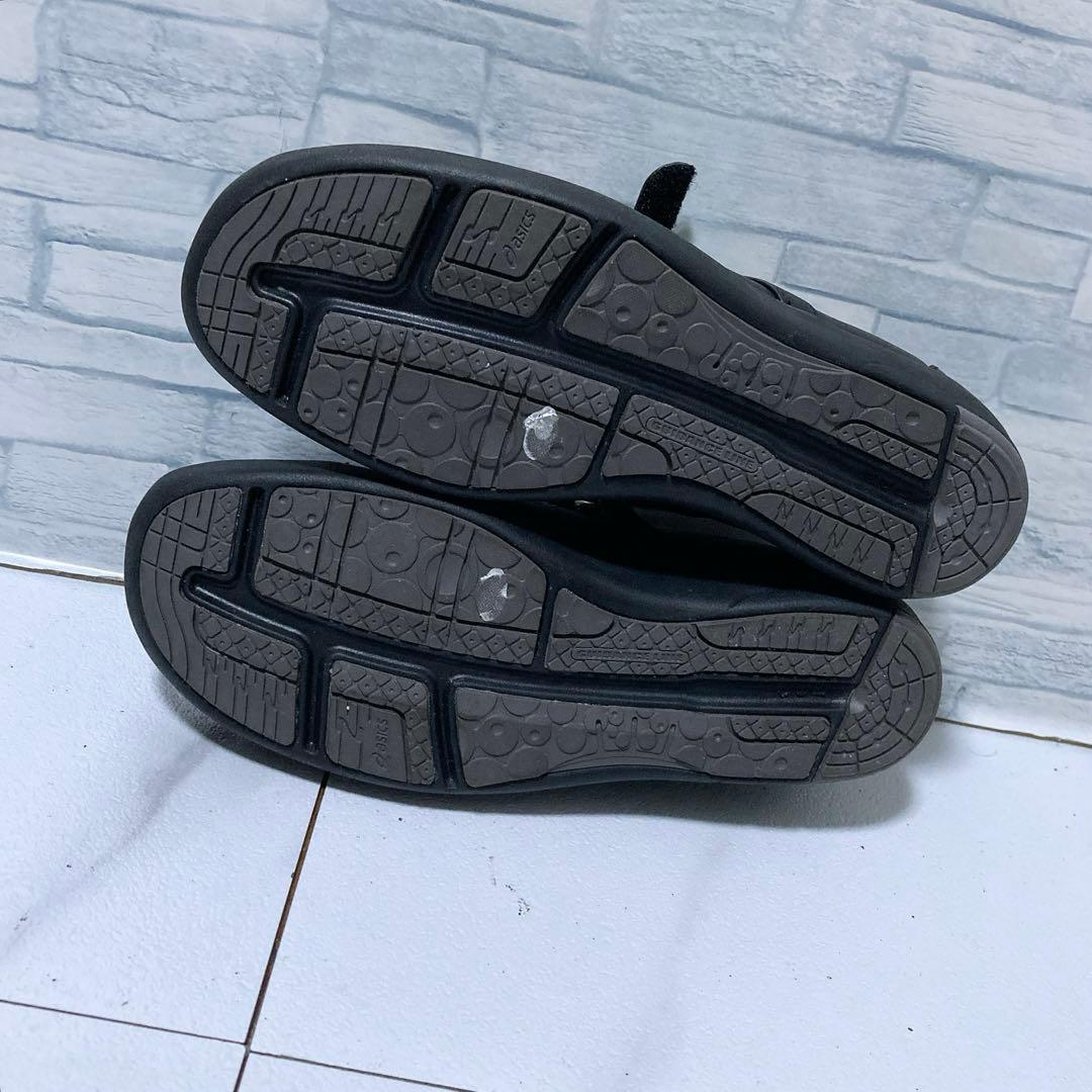 極美品 アシックスペダラ レザーパンプス ストラップ 23 本革 軽量 黒 3E