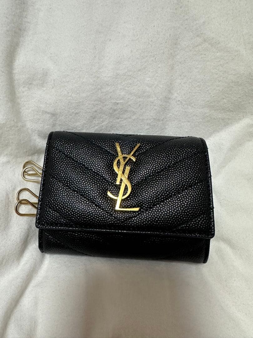 SAINT LAURENT ブラックキーケース YSLロゴ