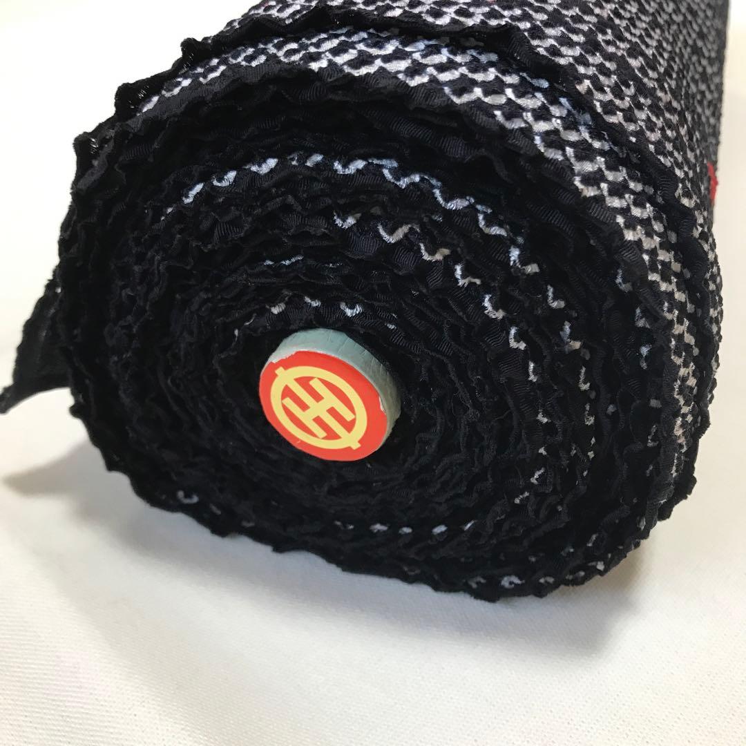 【反物】【総絞り】長さ約11m 巾約34㎝ 黒赤系 保管品 箱入り