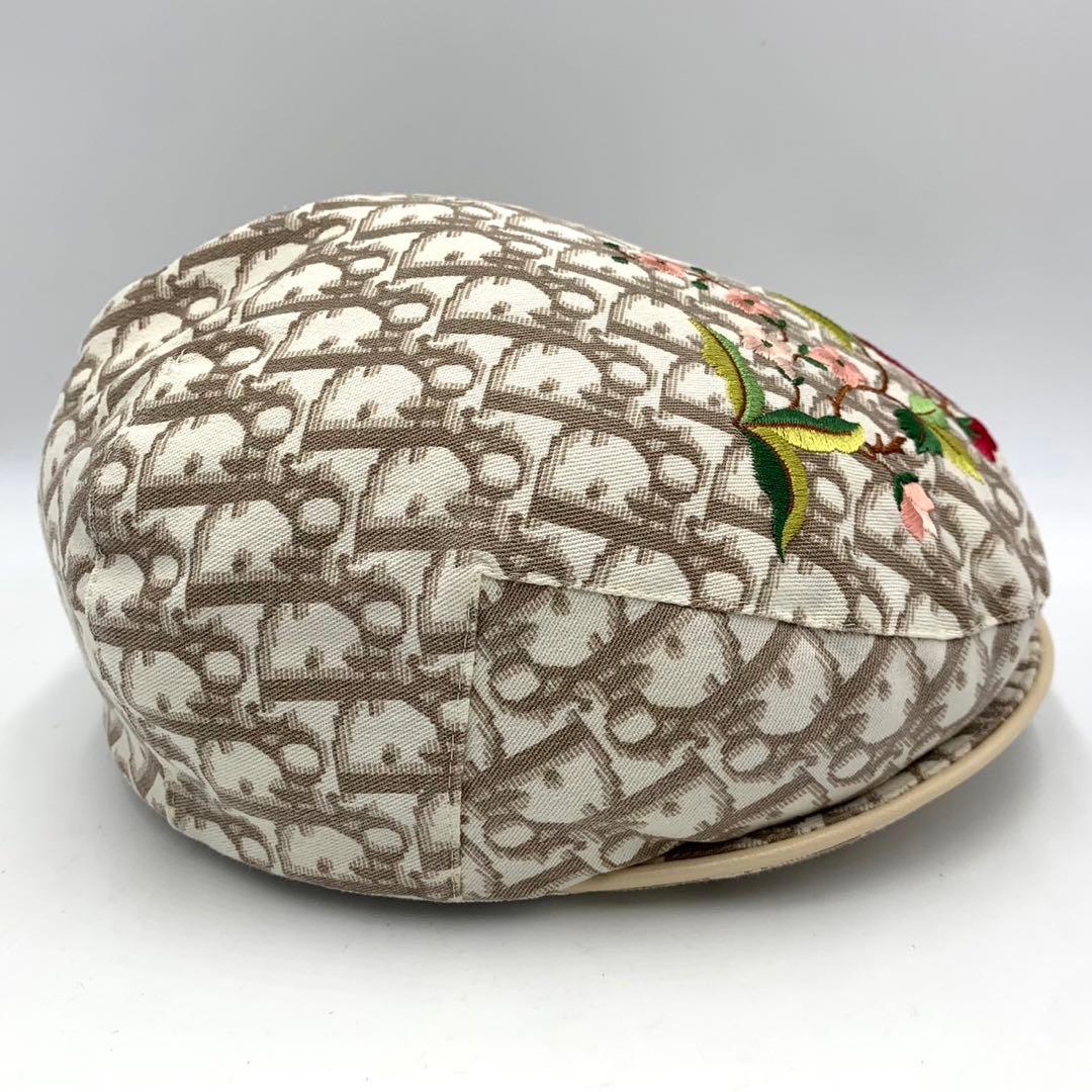 ［美品］ディオール　トロッター　キャスケット　フラワー刺繍　ロゴプレート