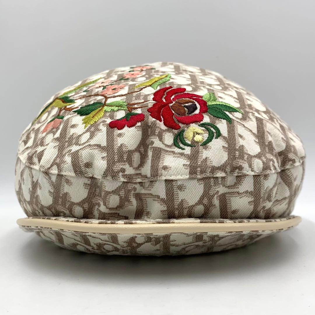 ［美品］ディオール　トロッター　キャスケット　フラワー刺繍　ロゴプレート