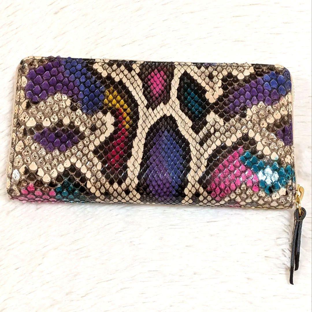 希少✨️美品 グッチ 長財布 パイソン GGマーモント ラウンドジップ 箱あり