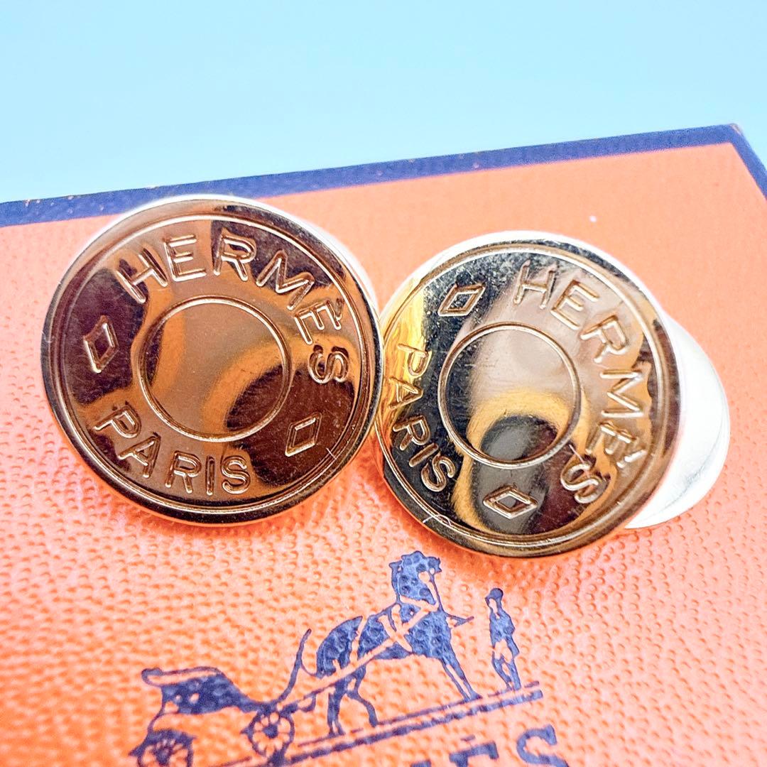 2941-1 人気✨HERMES セリエ　カフリボタン　カフス　ゴールド