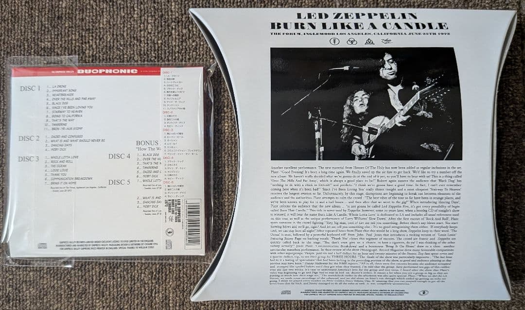 レッド・ツェッペリン:バーン・ライク・ア・キャンドル✳️7CD＆Tシャツ