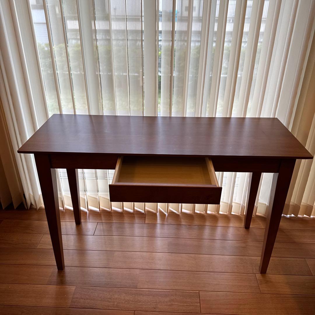 【完成品・組立不要】グレイス幅120cmスリムデスク天然木引き出し