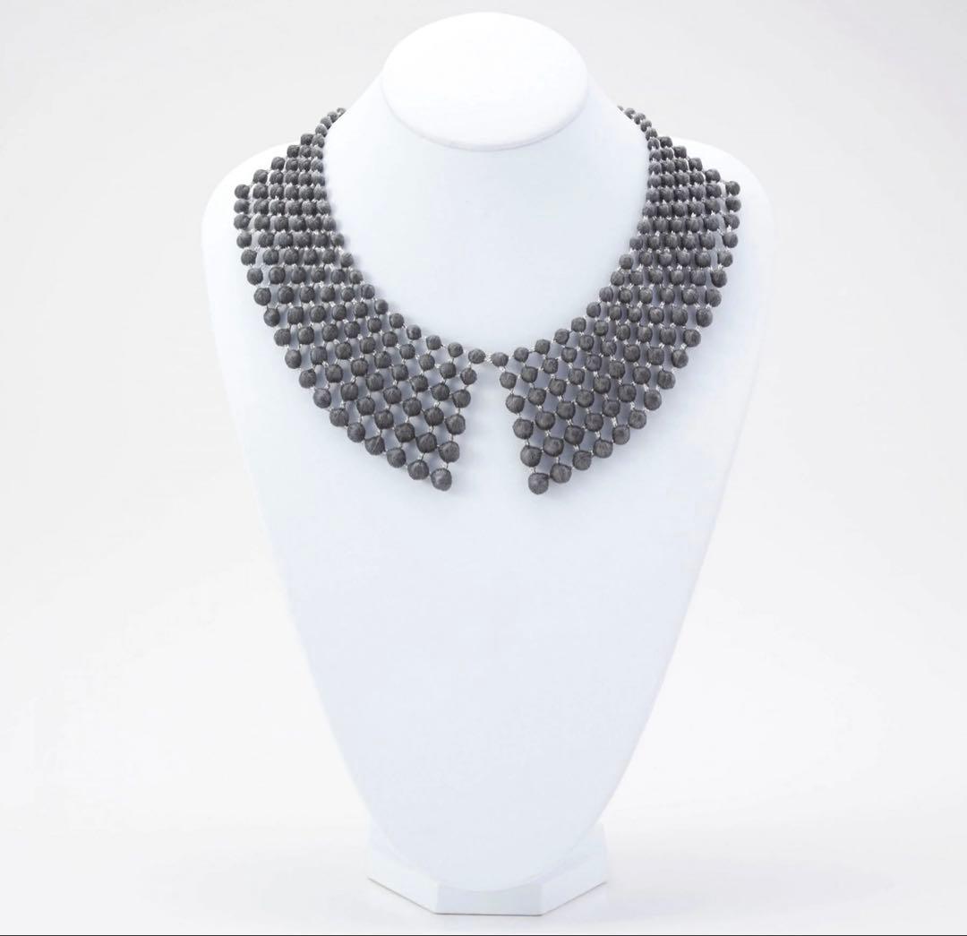 OOO トリプルオー　スフィアカラーネックレス　グレー×シルバー