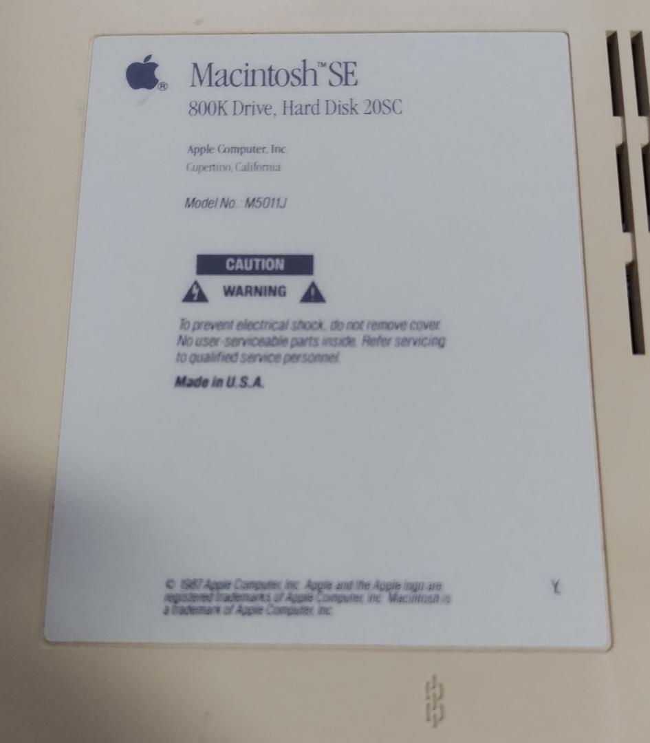 Apple M5011 Macintosh SE 貴重 パネル内面サイン入り