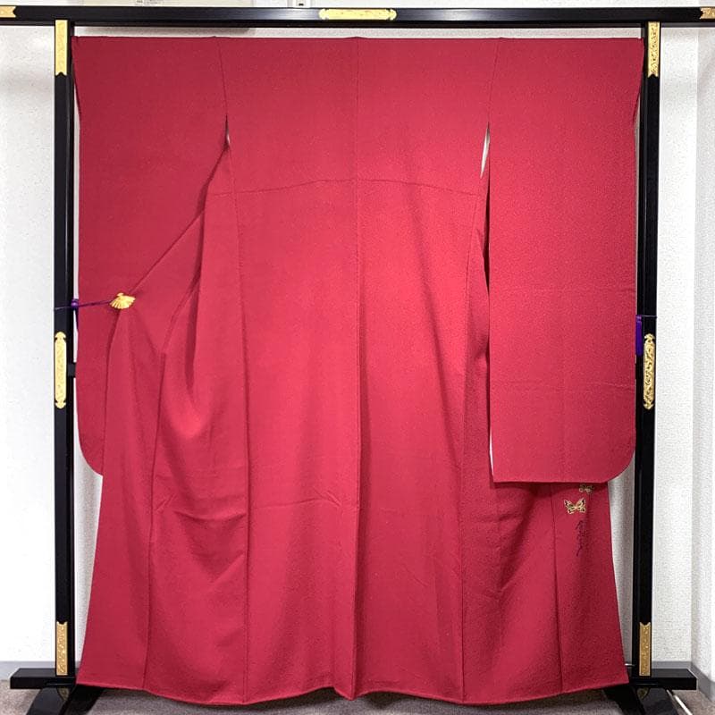 601z33〇斉藤三才 色無地振袖 赤系 シンプル モダン〇美品 成人式 結婚式