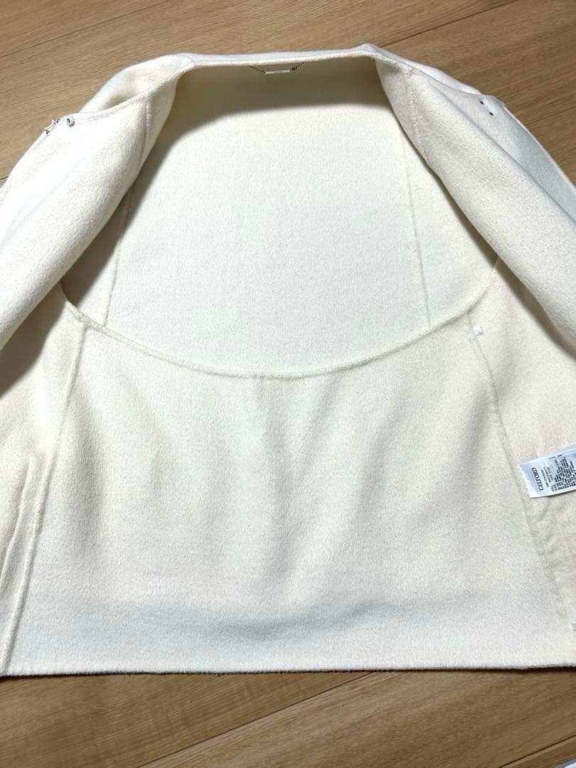 セルフォードファーポケットケープジャケット　ホワイト