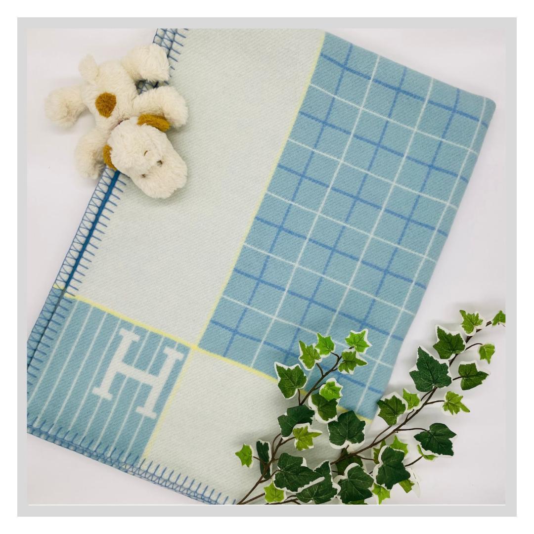 HERMES エルメス アヴァロン ブランケット ブルー カシミア　ウール