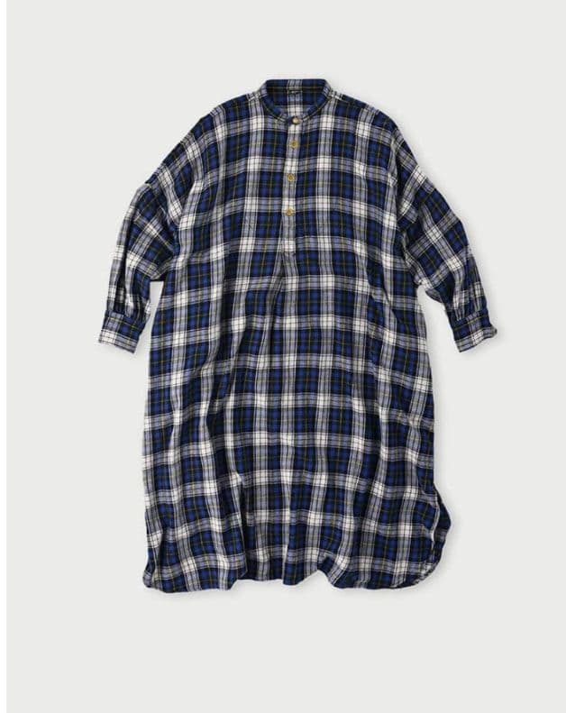 45R45rpm ジンバネルチェックのビッグシャツドレス