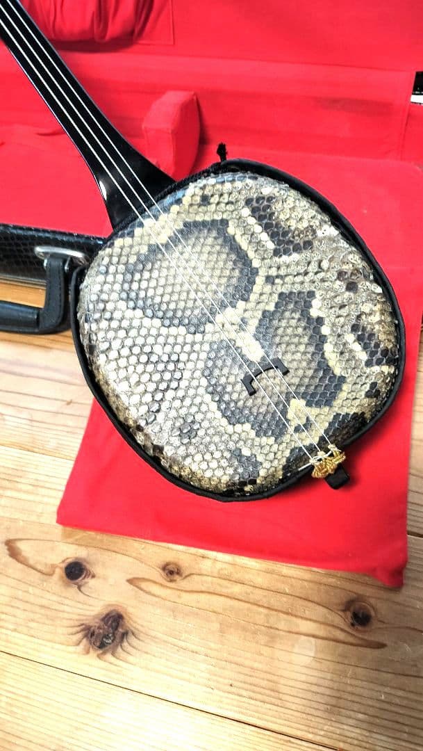 三線 本革 盛島開鐘チーガ 美品