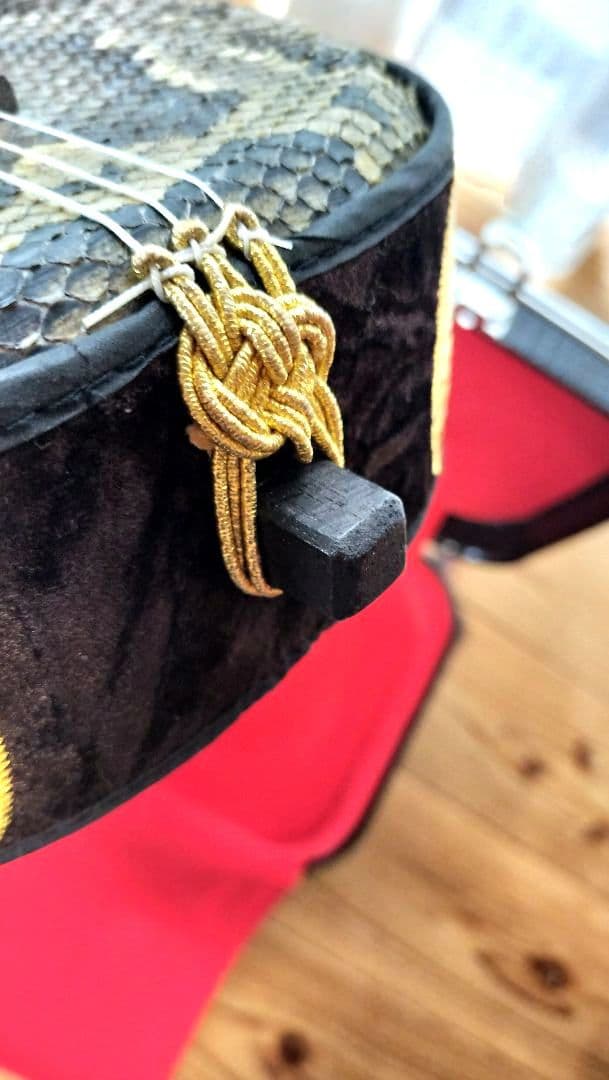 三線 本革 盛島開鐘チーガ 美品