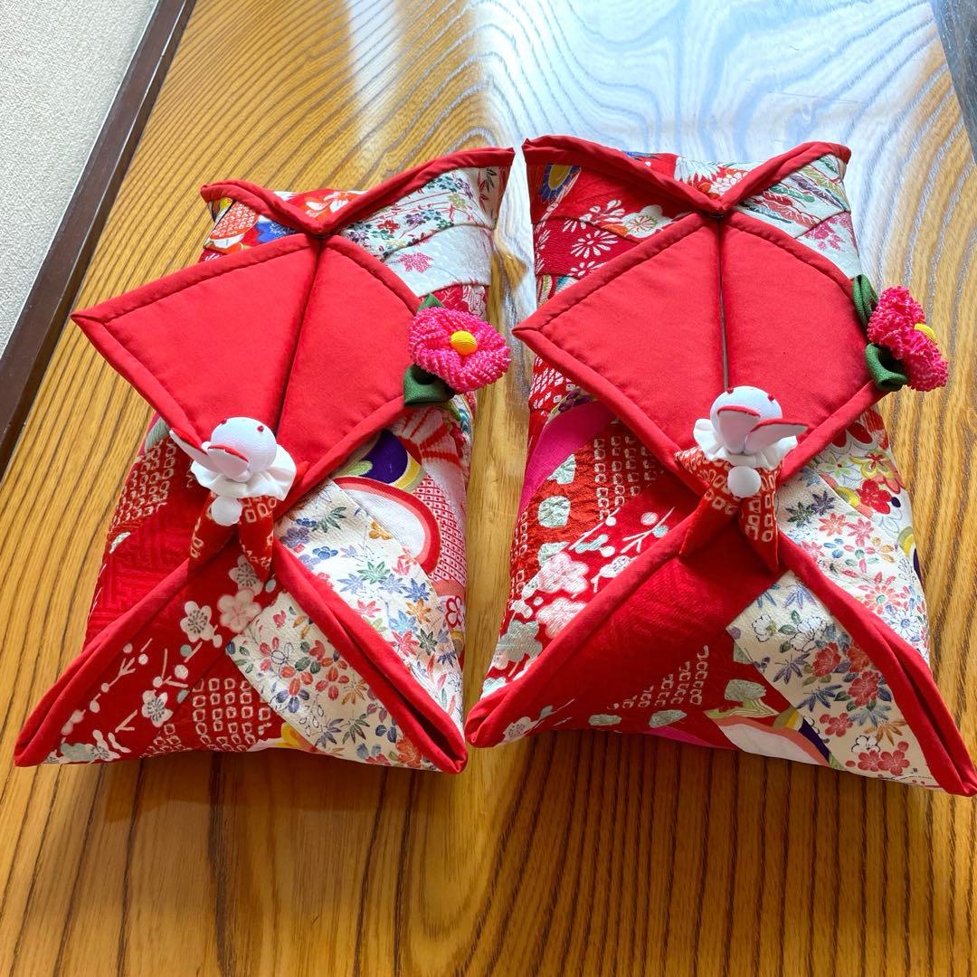 159 マチャケ　ちりめん細工　吊るし飾り　ティッシュカバー　古布