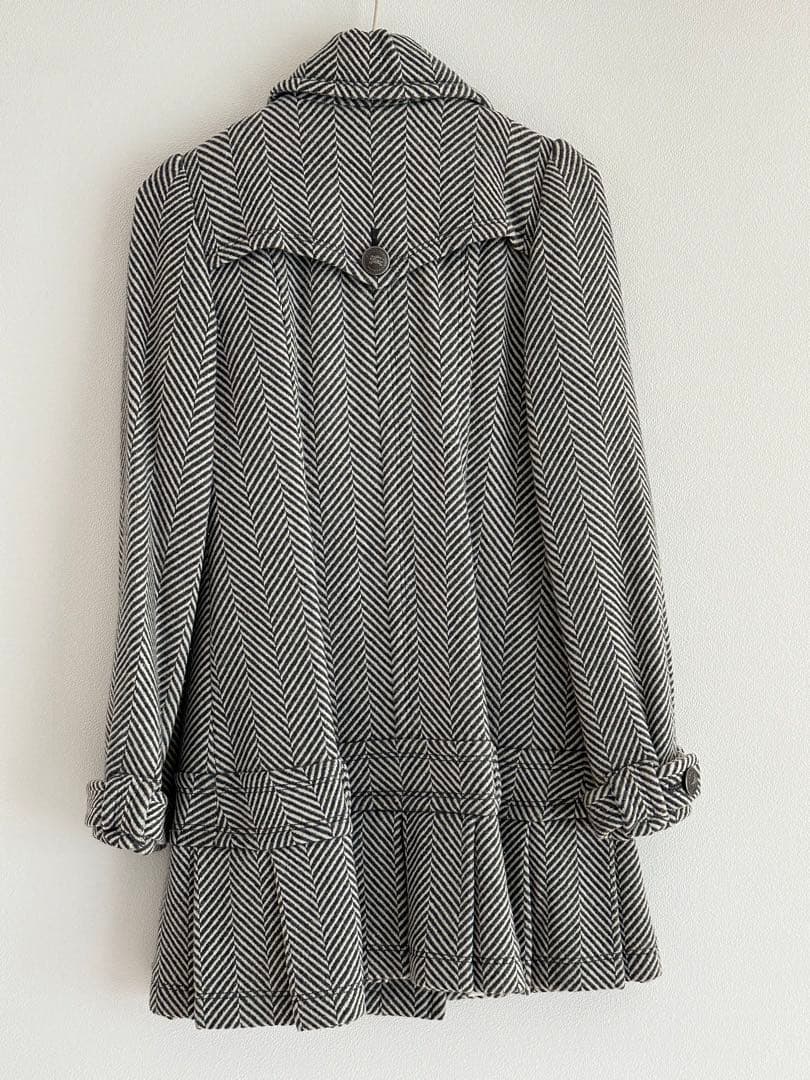 バーバリーブルーレーベル　ヘリンボーン柄　プリーツ　ロングコート