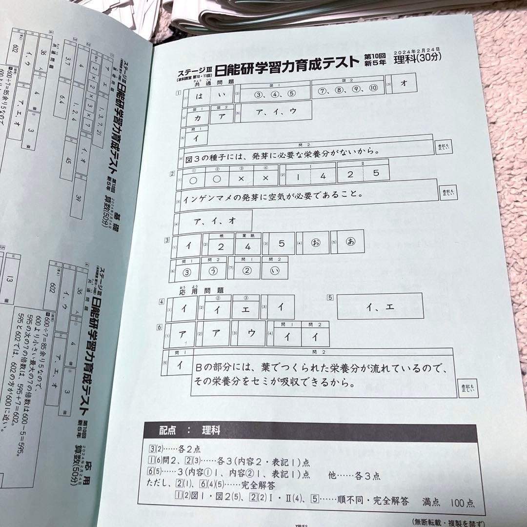 日能研　学習力育成テスト5年　講習テスト