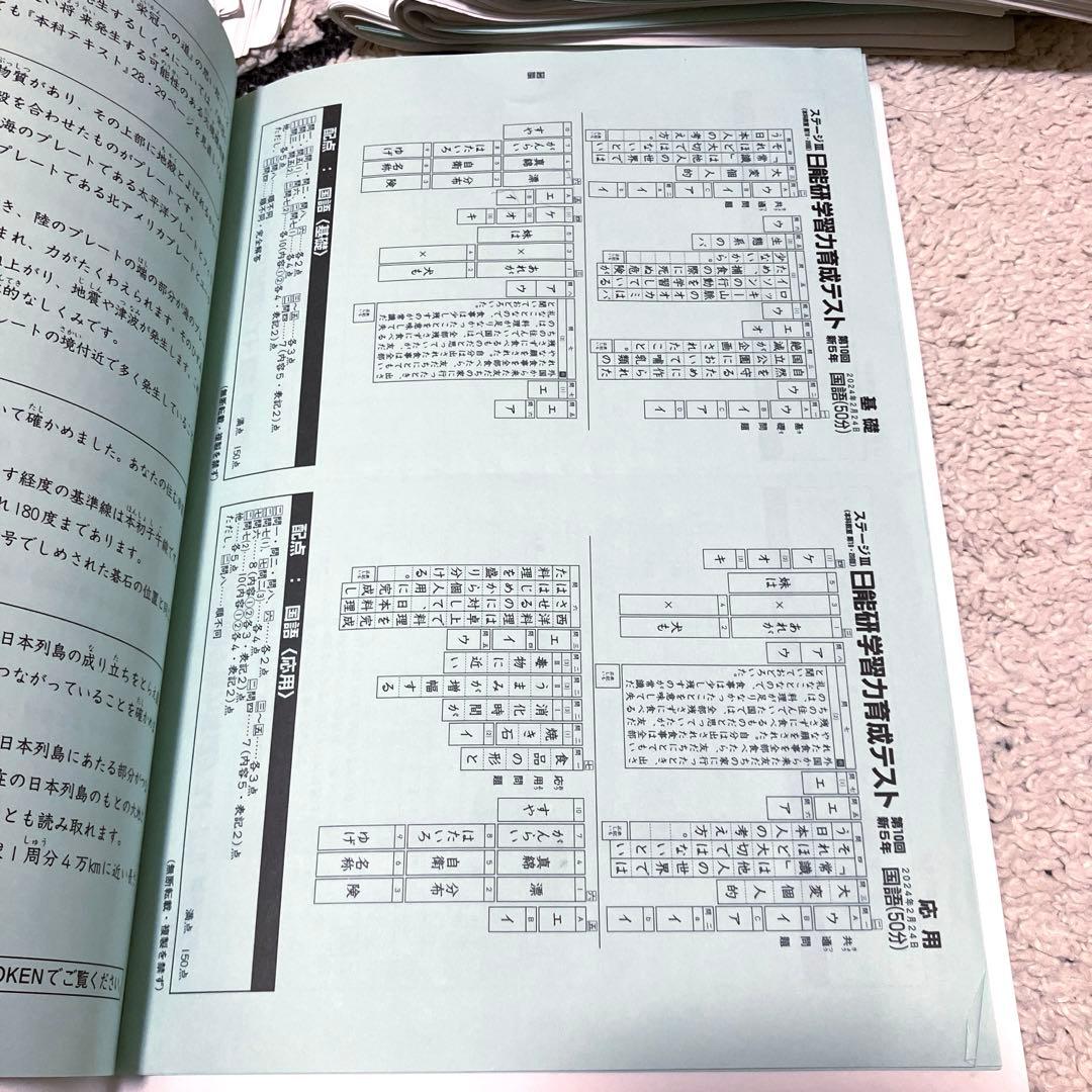 日能研　学習力育成テスト5年　講習テスト