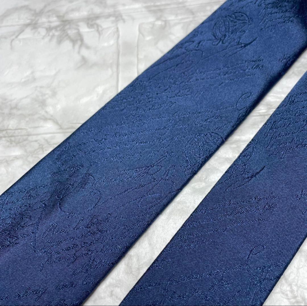 BERLUTI ベルルッティ ネクタイ ブルー カリグラフィ 英字 箱付き