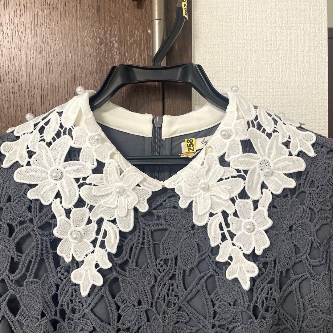 【LEJA】 花柄レース 刺繍 Aライン フレアドレス ワンピース