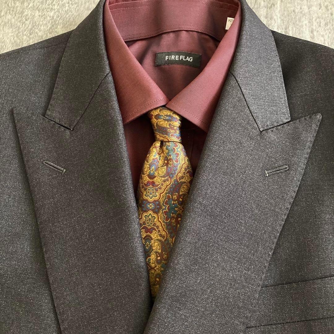 極美品 Zegna × FENDIネクタイ 極上ウール ダブルブレスト高級スーツ