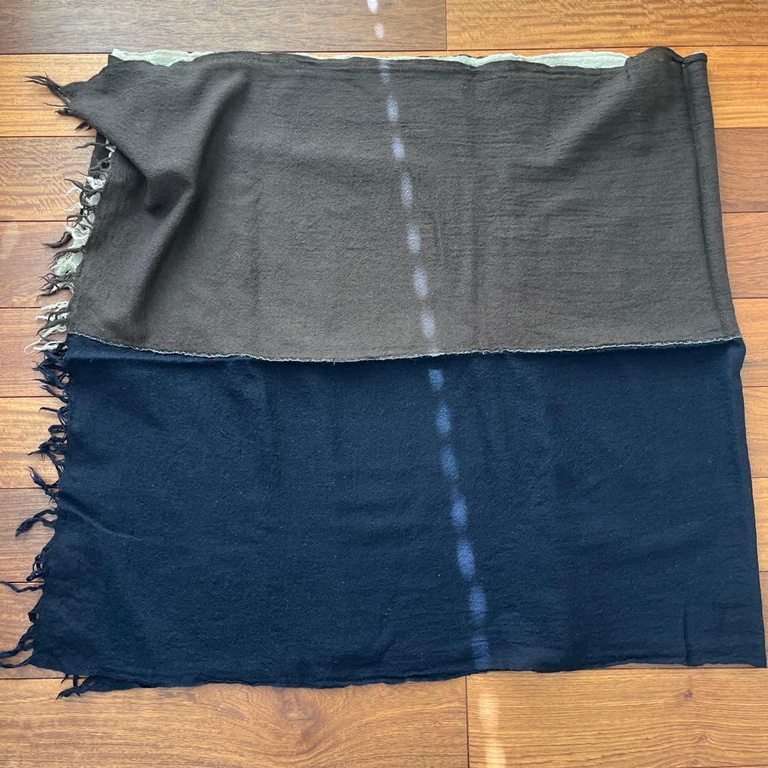 Y's リバーシブル ストール ネイビー ブラウン