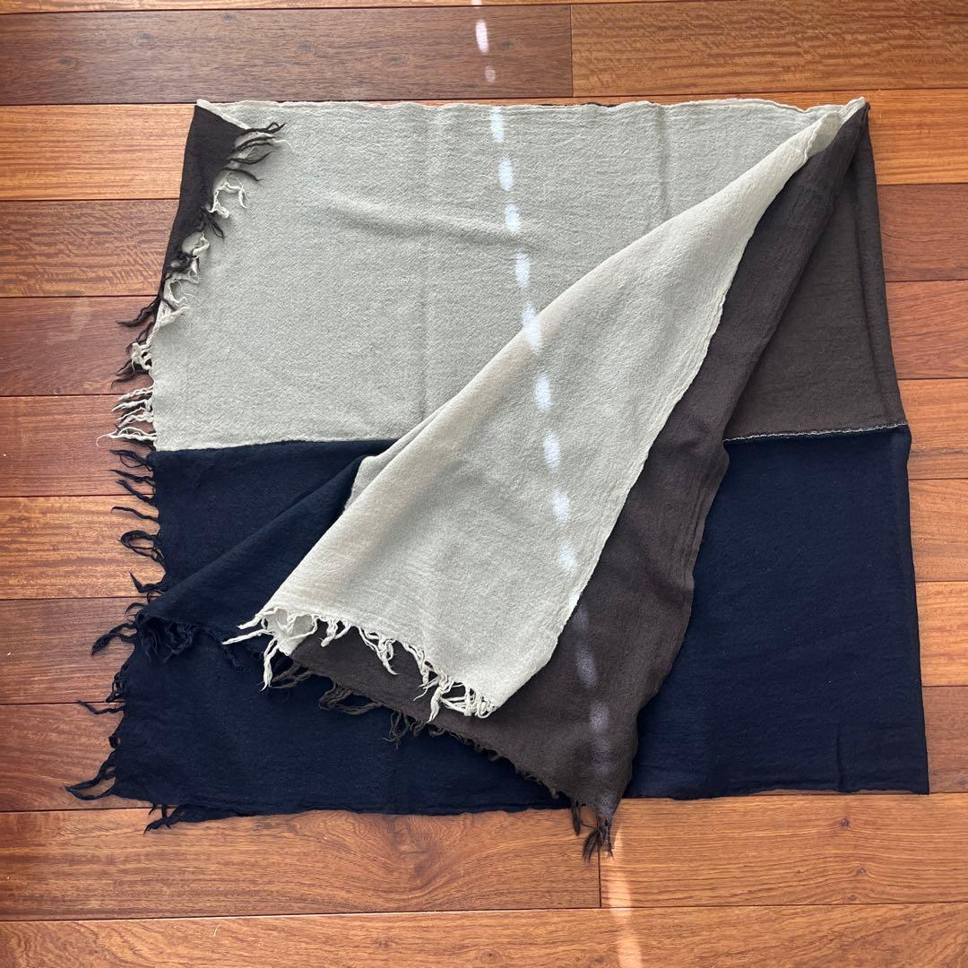 Y's リバーシブル ストール ネイビー ブラウン