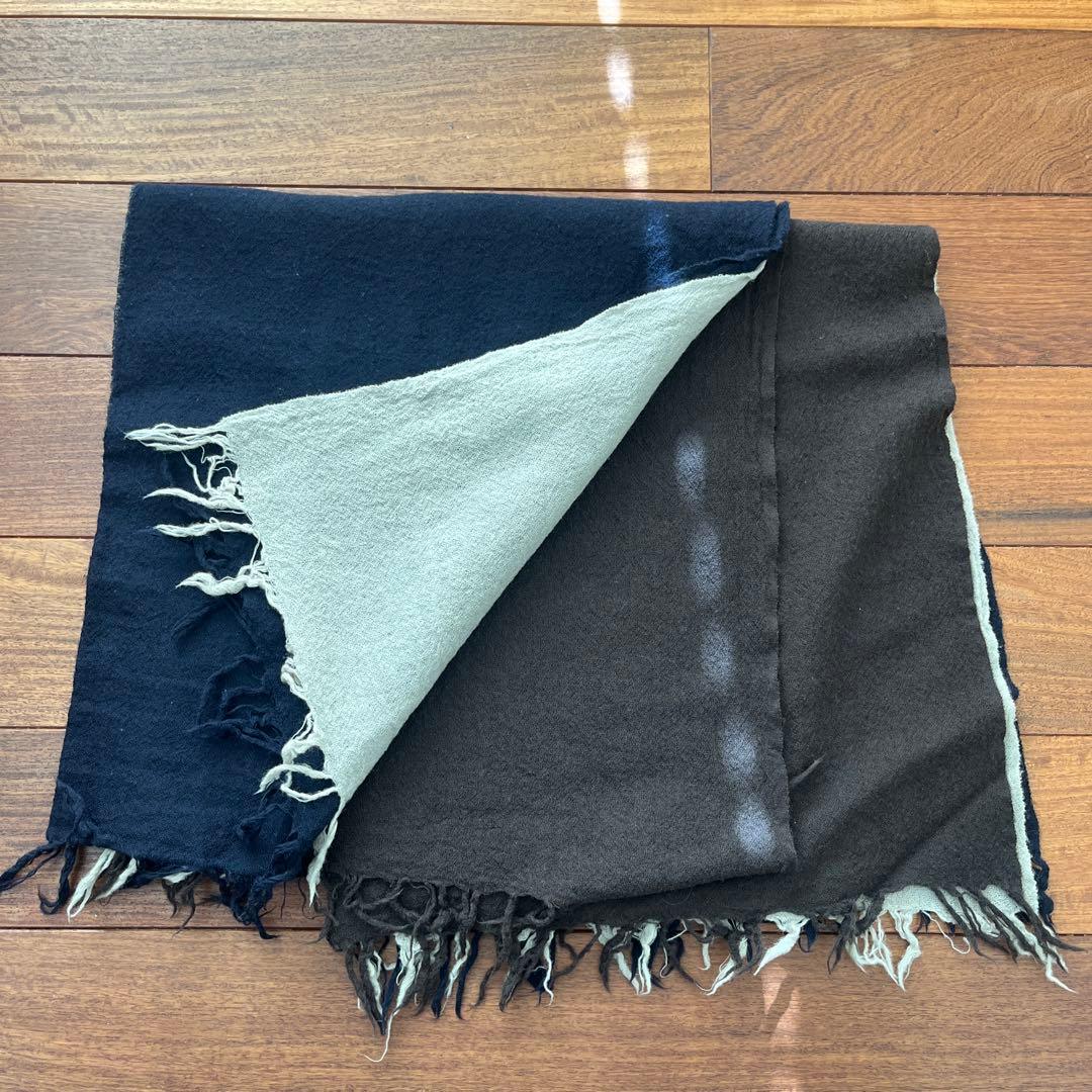 Y's リバーシブル ストール ネイビー ブラウン