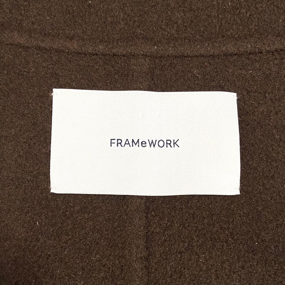 FRAMeWORK SUPER160sダブルブレストコート ブラウン 38