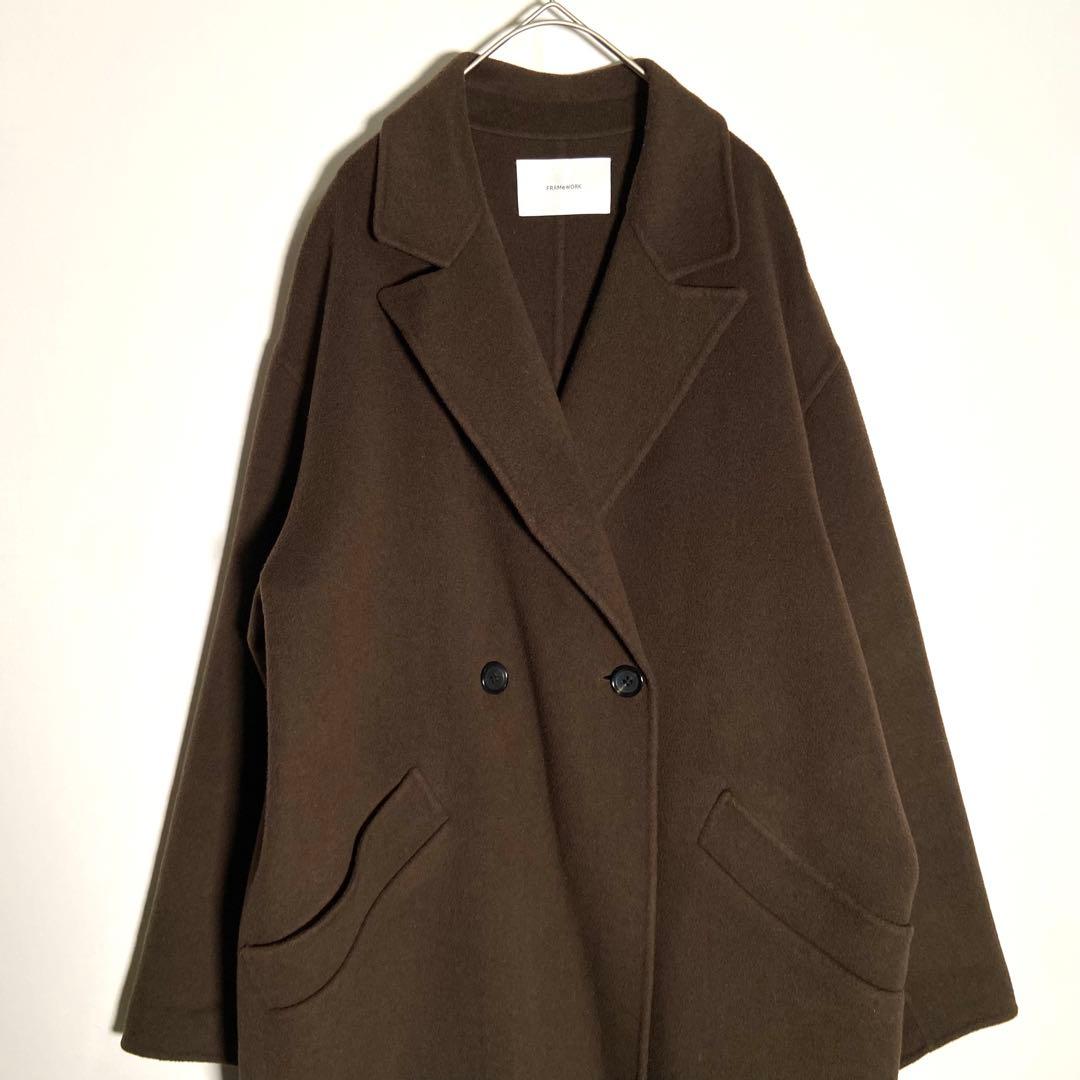FRAMeWORK SUPER160sダブルブレストコート ブラウン 38