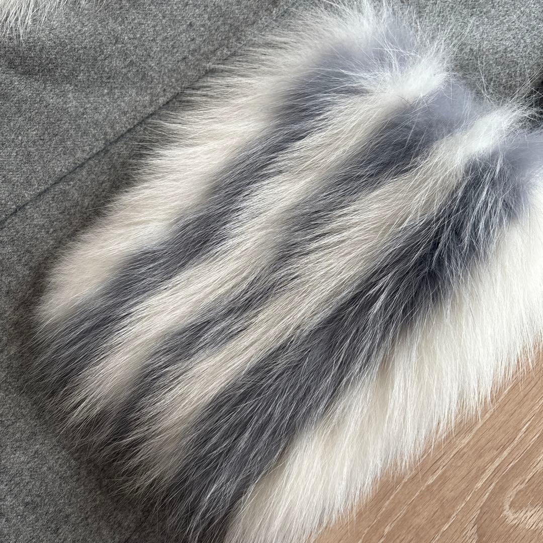 フェンディ　ケープコート　マント　グレー　ファーポケット　38 FENDI