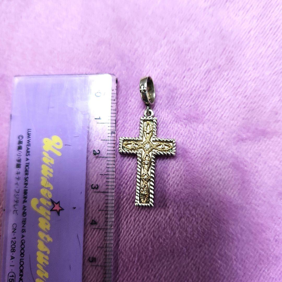 Love&Hate 925シルバーK18ジルコニアクロスペンダント